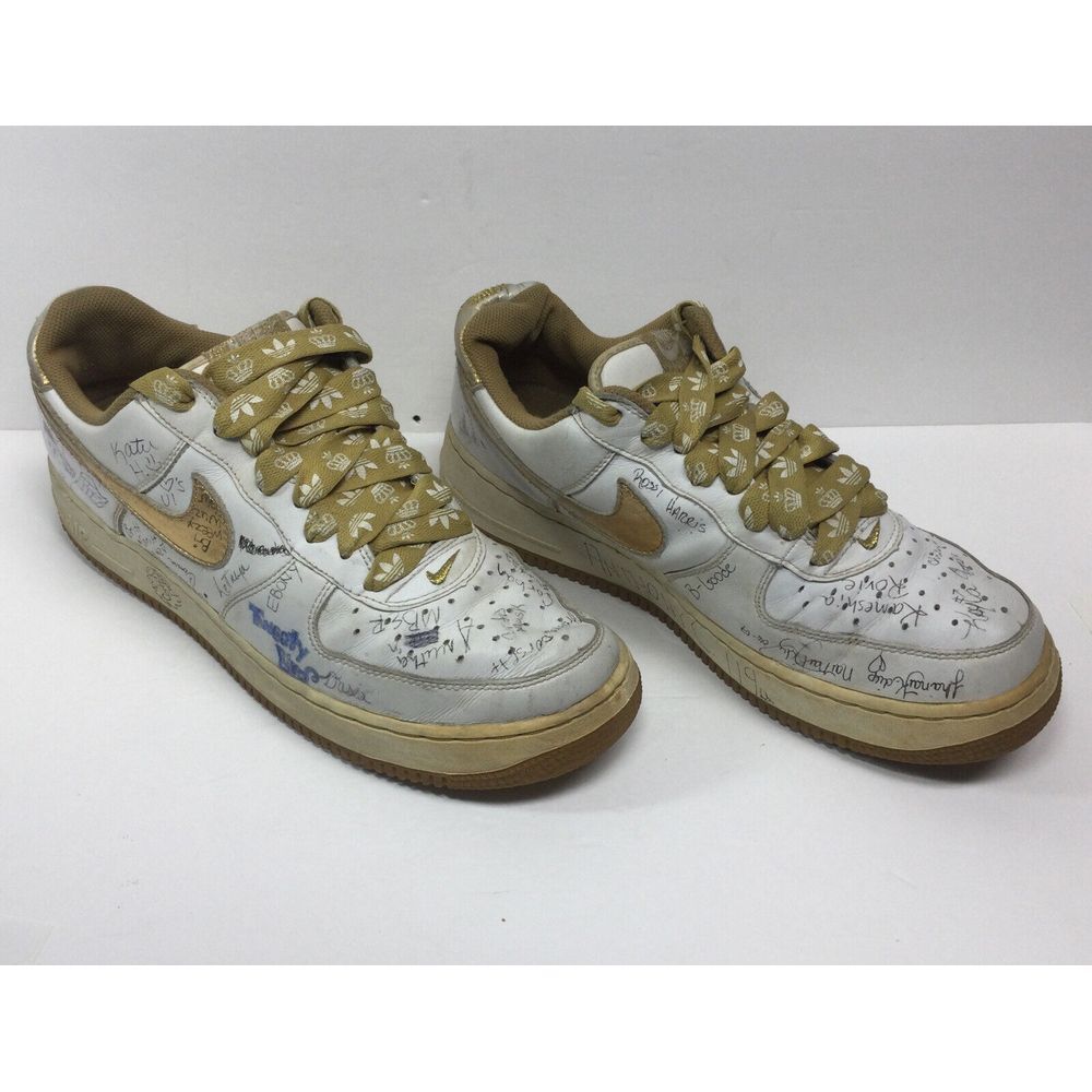 Nike Air Force 1‎  Womens Shoes Size 11 White/Metallic Gold Sneakers 307109-172